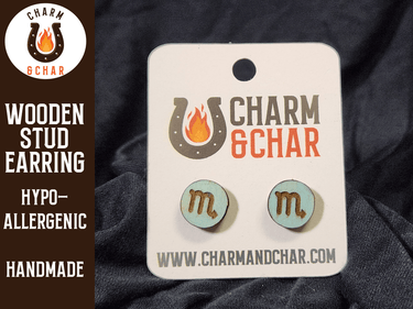 Scorpio Wood Stud Earrings - Zodiac Fashion Earring - Stud Earring - Charm and Char